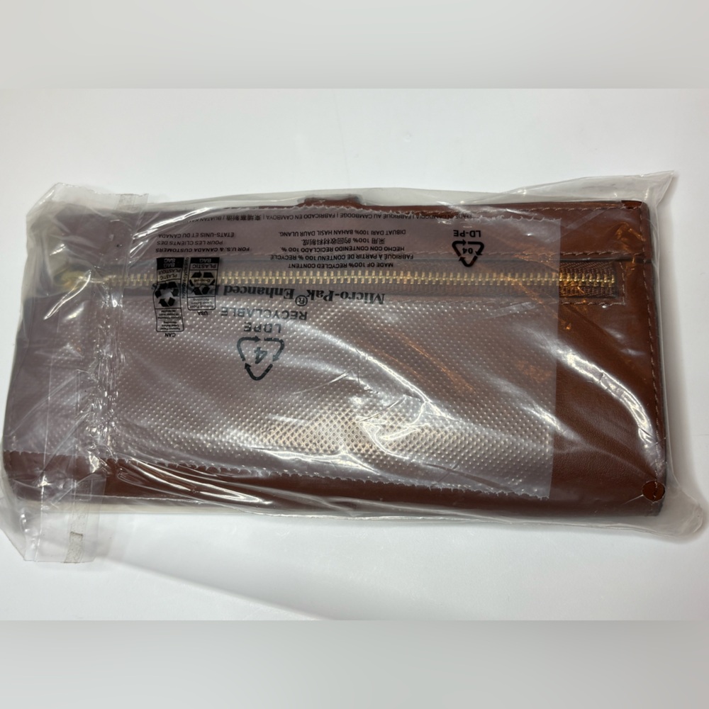 Fossil Kier cactus leather tab clutch BROWN